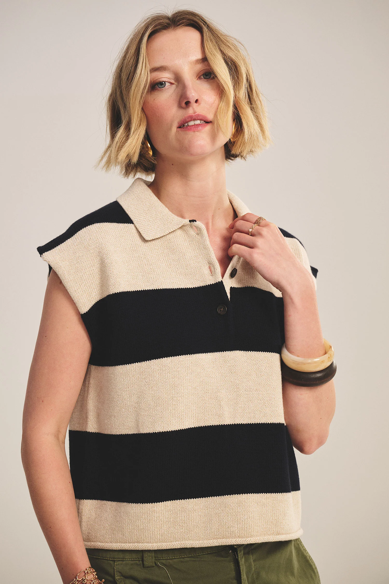ZOELLA SWEATER POLO IN OAT - Image 4